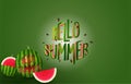 Hello summer banner - text cutting from realistic watermelon - vector illustration