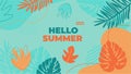 Hello Summer banner. Trendy texture. Season vacation, weekend, holiday logo. Summer Time Wallpaper. Royalty Free Stock Photo