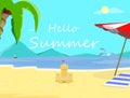 Hello Summer Beach Backdrop Seascape Flyer Banner