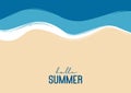 Hello summer beach top view travel and vacation background. Use for banner template, greeting card, invitation, sea and sand Royalty Free Stock Photo