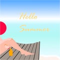 Hello summer Beach Vector Design Royalty Free Stock Photo