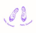 Hello, summer! Beautiful card with hand drawn doodle shoes