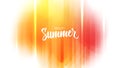 Hello Summer. Bright colored blurred background with hand lettering for Summertime creative graphic design.