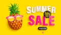 Hello summer 2020 bright greeting banner.