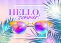 Hello Summer Bright Vector Background with Frame.