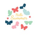 Hello summer. Butterflies on a light background