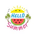 Hello Summer Campaign and card design in the white background Royalty Free Stock Photo