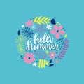 Hello summer card with flowers Royalty Free Stock Photo