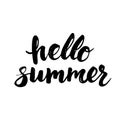 Hello summer card with hand drawn brush lettering. Royalty Free Stock Photo