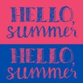 Hello, summer chalk pink lettering Royalty Free Stock Photo