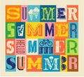 Hello Summer colorful typography poster