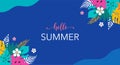 Hello Summer concept design, summer panorama, abstract illustration, background and banner