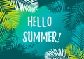 Hello Summer design with tropical background. Vector illustration Royalty Free Stock Photo