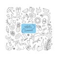 Hello summer doodle vector illustration Eps10 Royalty Free Stock Photo