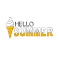 Hello summer emblem with hand-drawn ice cream