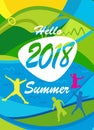 Hello Summer poster tropical travel kids Royalty Free Stock Photo