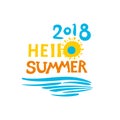 Hello Summer. 2018. Graphic inscriptions with sun and water