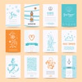 Hello Summer Greeting Cards, Nautic Illustrations