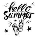 Hello Summer. Hand draw lettering inspirational typography poster. Royalty Free Stock Photo