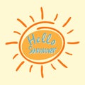 Hello summer hand drawn sun icons. Royalty Free Stock Photo