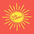 Hello summer hand drawn sun icons. Royalty Free Stock Photo