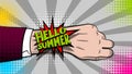 Hello summer hand watch comic text pop art Royalty Free Stock Photo