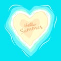 Hello summer heart beach vector background