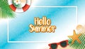 Hello summer holiday background. Season vacation, weekend. Vector Illustration. Royalty Free Stock Photo