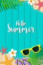 Hello summer holiday background. Season vacation, weekend. Vector Illustration. Royalty Free Stock Photo