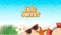 Hello summer holiday background. Season vacation, weekend. Vector Illustration. Royalty Free Stock Photo