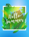 Hello Summer Holiday and Summer Camp poster. Traveling template summer poster, vector illustration.