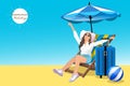 Hello summer holidays beach vacation theme horizontal banner., summertime poster,banner Royalty Free Stock Photo