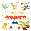 Hello summer icons set. Vector Royalty Free Stock Photo