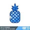 Hello summer illustration. pineapple filled line icon