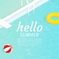 Hello summer isometric pool float Beach ball vector Royalty Free Stock Photo