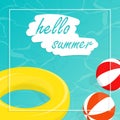 Hello summer isometric pool float Beach ball vectorhello summer isometric pool float Beach ball vector Royalty Free Stock Photo