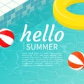 Hello summer isometric pool float Beach ball vector Royalty Free Stock Photo