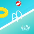 Hello summer isometric pool float Beach ball vector Royalty Free Stock Photo