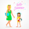 Hello Summer Lettering Travel Poster, Postcard Royalty Free Stock Photo