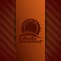 Hello Summer logo. Sun over sea waves Royalty Free Stock Photo