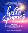 Hello Summer Party Flyer. Vector Design Royalty Free Stock Photo