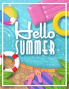 Hello Summer Pool Party Art Flyer Poster