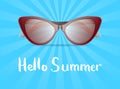 Hello summer poster with glamour sunglasses