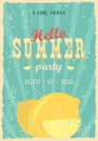 Hello summer poster. Summer background. Effects poster, frame, colors background and colors text are editable. Happy