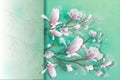Realistic Magnolia flower isolated on light background. Magnolia branch is a symbol of summer, femininity in the style of realism