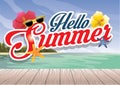 Hello summer season greeting design
