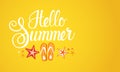 Hello Summer Season Text Banner Abstract Yellow Background Royalty Free Stock Photo