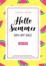 Hello summer special offer sale watermelon poster