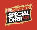 Hello summer, special offer sale web banner mockup