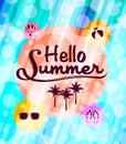 Hello Summer with Summer Icons in a Beautiful Abstract